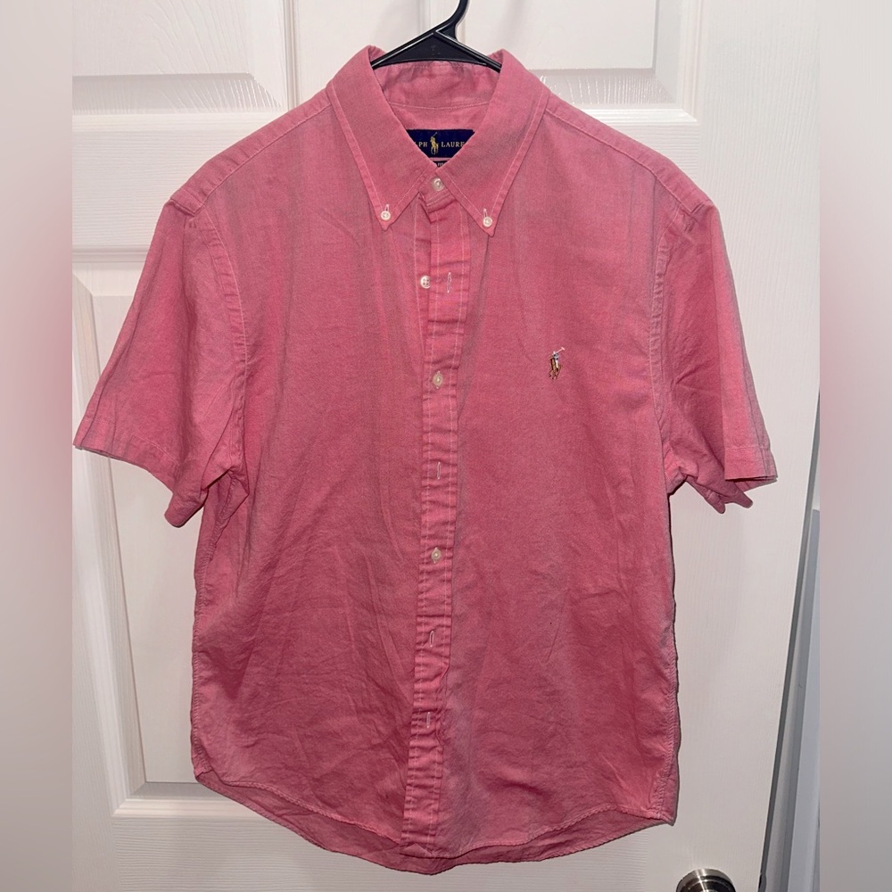 Ralph Lauren Men’s Large Short Sleeve Button Down - Pink